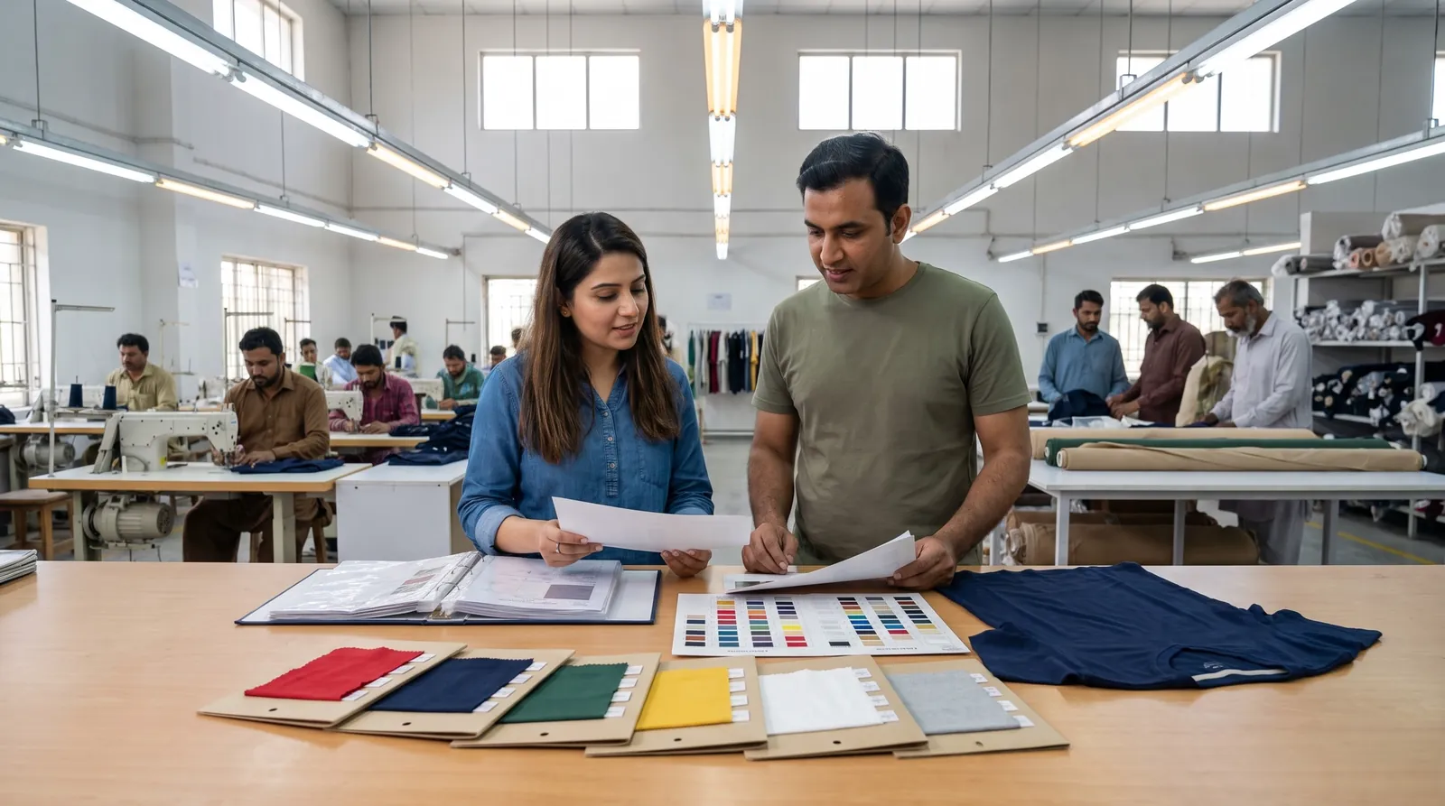 Brief & tech pack at the factory in Sialkot